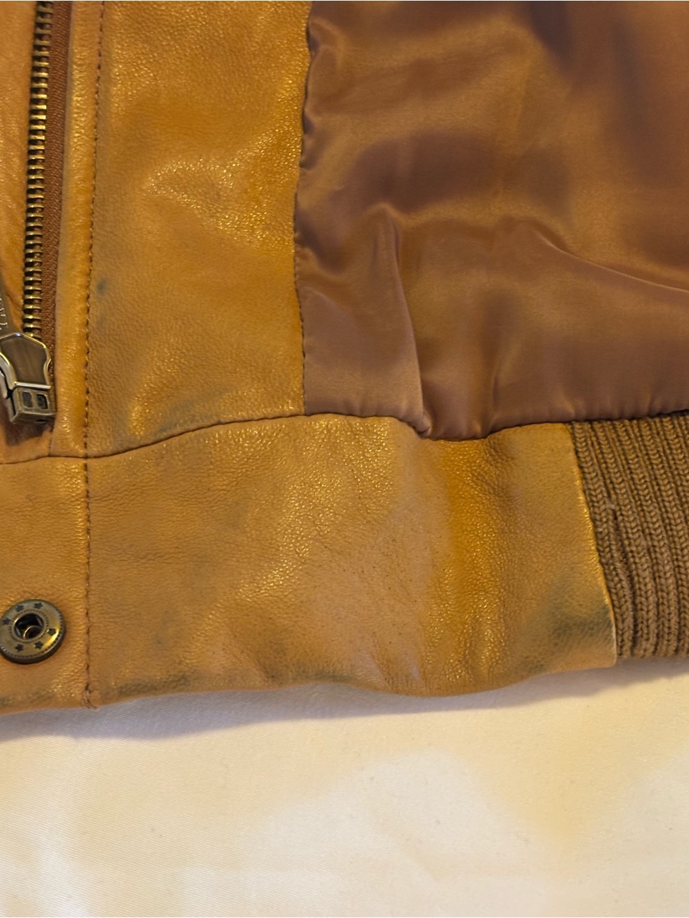 Talbots Camel/Tan Soft Leather Bomber Jacket, Size 10 - Picture 14 of 14
